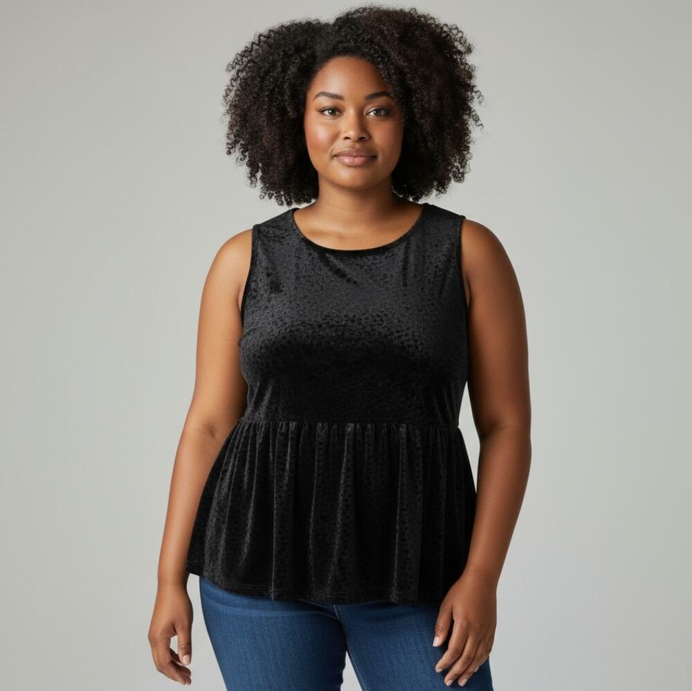 Torrid Black Velvet Velour Fit Flare Top